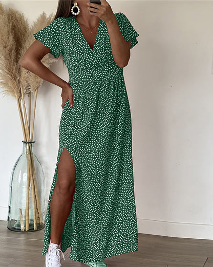 Synthia™ | Casual and Sexy Side Slit Printed Maxi Dress