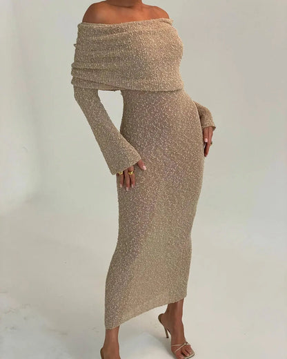 Oluchi ™ | Off-Shoulder Knit Maxi Dress