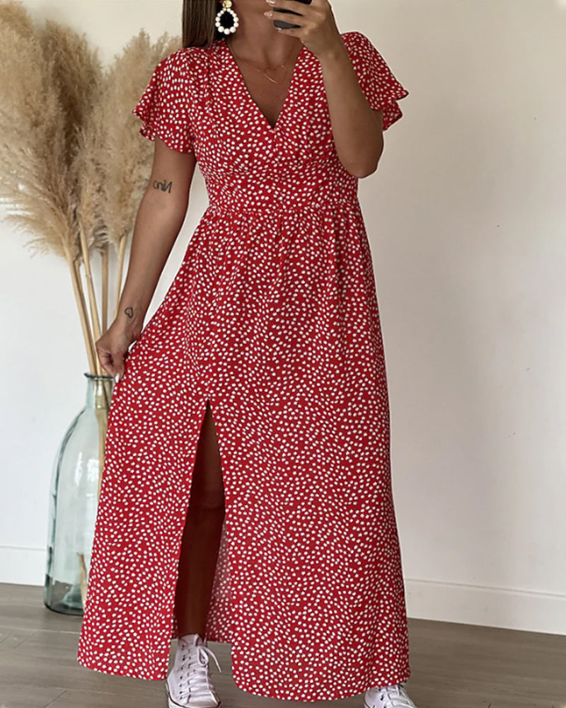 Synthia™ | Casual and Sexy Side Slit Printed Maxi Dress