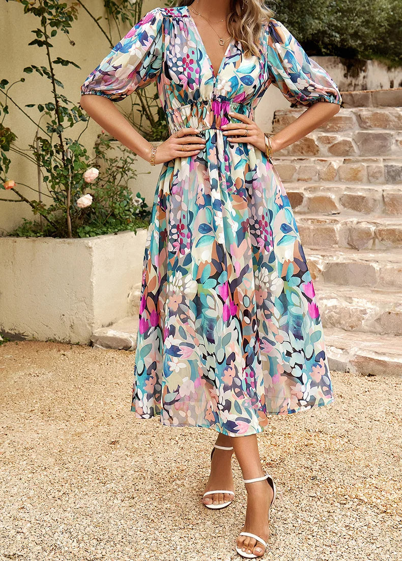 Gavriella™ | Elegant Floral Midi Dress