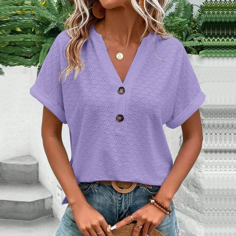 Valerie™ | Casual Jacquard V-Neck Blouse