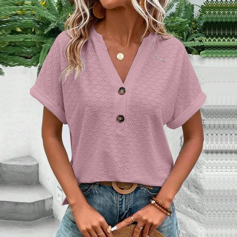 Valerie™ | Casual Jacquard V-Neck Blouse