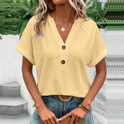 Valerie™ | Casual Jacquard V-Neck Blouse