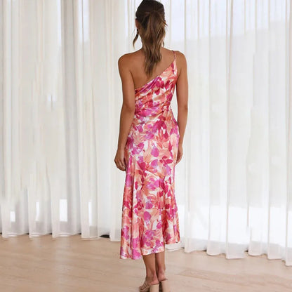 Olgica™ | One-Shoulder Floral Midi Dress