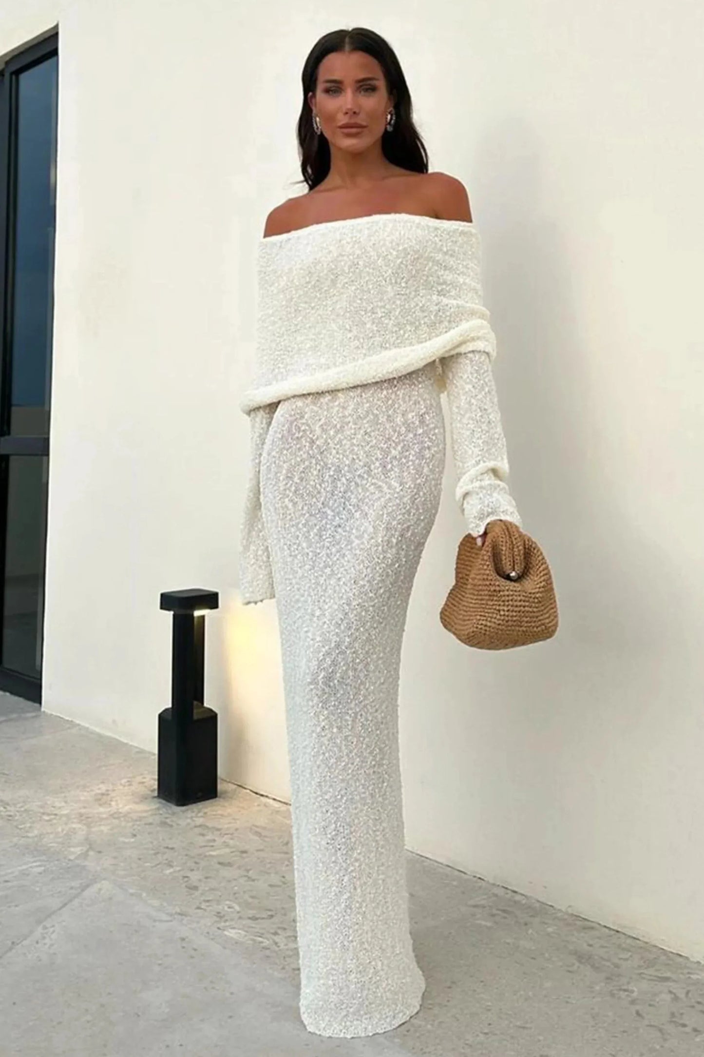 Oluchi ™ | Off-Shoulder Knit Maxi Dress